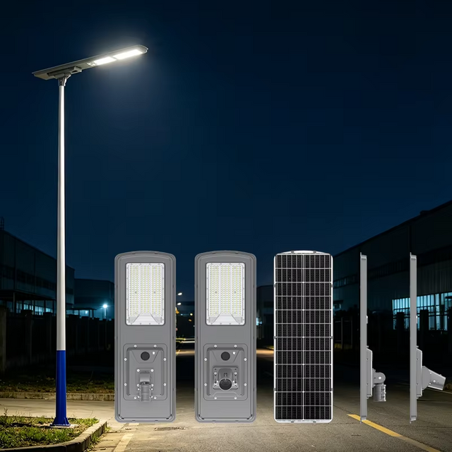 65W 90W 120W IP66-rated LED أضواء الشوارع بالطاقة الشمسية مع الألواح الشمسية أحادية السيليكون لإضاءة الطرق في المناطق السكنية