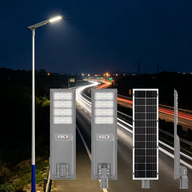 Farolas solares todo en uno para exteriores compatibles con sensores de movimiento y controles remotos para alumbrado p&uacute;blico urbano