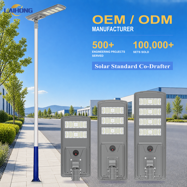 Lampadaire solaire LED int&eacute;gr&eacute;, lampe de route modulaire &eacute;tanche IP65 avec batterie LiFePO4 et garantie de 5 ans